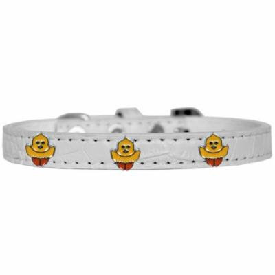Chickadee Widget Croc Dog Collar White Size 14
