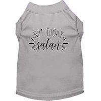 Not Today Satan Screen Print Dog Shirt Grey XS (8)