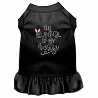 Bunny is my Bestie Screen Print Dog Dress Black Sm (10)