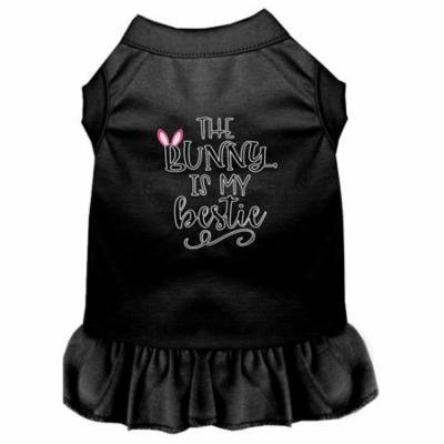 Bunny is my Bestie Screen Print Dog Dress Black Sm (10)