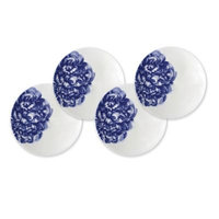 Caskata Peony Canapé Plates in Blue (Set of 4)