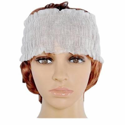 Disposable Spa Headbands Non-woven Headband Elastic Makeup Hair Band, Set of 100, White