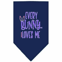 EveryBunny Loves Me Screen Print Bandana Navy Blue Small