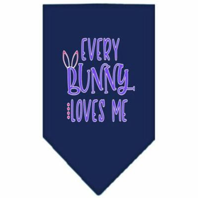 EveryBunny Loves Me Screen Print Bandana Navy Blue Small