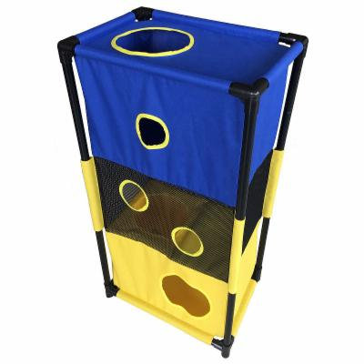 Pet Life Pet Life Kitty-Square Obstacle Soft Folding Sturdy Play-Active Travel Collapsible Travel Pet Cat House Furniture, Blue Yellow, One Size