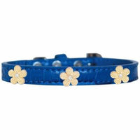 Gold Flower Widget Croc Dog Collar Blue Size 12