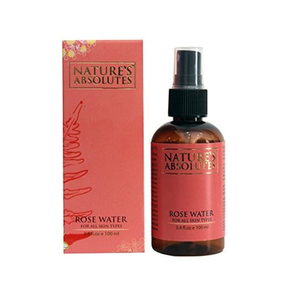 Nature's Absolutes Rose Water/Rose Face Mist (For All Skin Types) - 3.4 fl.oz/100 ml, 100% Pure, Steam Distilled & Organic. For Hair and Skin