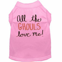 All The Ghouls Screen Print Dog Shirt Light Pink Xs (8)