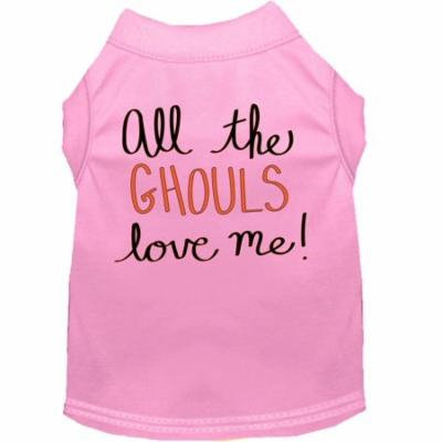 All The Ghouls Screen Print Dog Shirt Light Pink Xs (8)