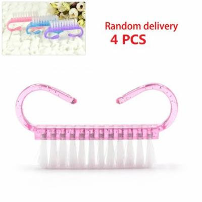 4 Pieces Handle Nail Brush Nail Hand Scrubbing Cleaning Brush (Random Color)
