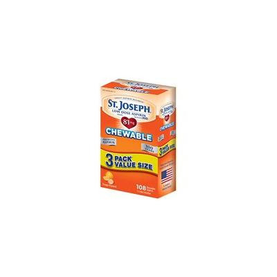2 Packs St. Joseph Low Dose Chewable Aspirin Orange 3 packets - 108 Count Each