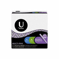 5 Pack U by Kotex Security Tampons Multipack 9 Regular & 9 Super (=18) Per Box