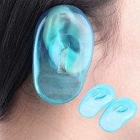 2 Pcs Clear Silicone Ear Cover Home Salon Hair Dye Shield Protectors Blue