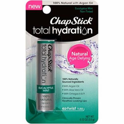 2 Pack ChapStick Total Hydration 100% Natural, Eucalyptus Mint, 0.12 Oz Each