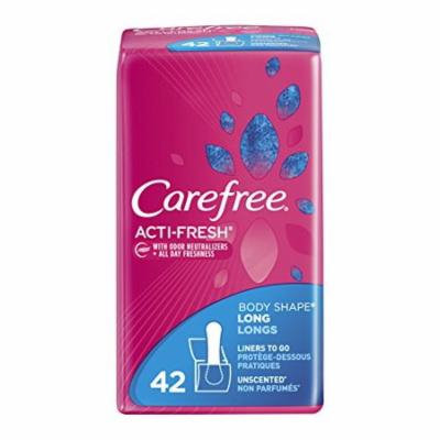 7 Pack Carefree Acti-Fresh Body Shape Long To Go Pantiliners, Unscented, 42 Each
