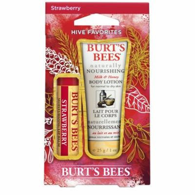 Burt's Bees Hive Favorites Strawberry Holiday Gift Set, 2 Skin Care Products in Gift Box - Strawberry Lip Balm and Body Lotion