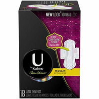 7 Pack U By Kotex Clean Wear Ultra Thin Pads With Wings Regular 18 Ea(126 Total)