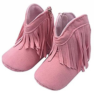 Highdas Newborn Baby Girl Boy Kids Prewalker Solid Fringe Shoes Infant Toddler Soft Soled Anti-slip Boots Booties