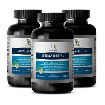 Metabolism support vitamin - MORINGA OLEIFERA EXTRACT 1200 MG - Pure moringa - 3 Bottle 180 Capsules