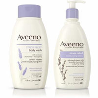 2 Pack - AVEENO Stress Relief Body Wash With Lavender, Chamomile & Ylang-Ylang Oils 12 oz & Aveeno Stress Relief Lotion