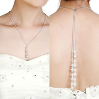 FXmimior Fashion Women Wedding Bridal Jewelry Backdrop Necklace Rhinestone Handmade Long Chain Pendant Party Wedding Necklace Jewelry For Women