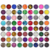 DZT1968 72 Colors Spangle Glitter Nail Art Paillette Acrylic UV Powder Polish Tips Set