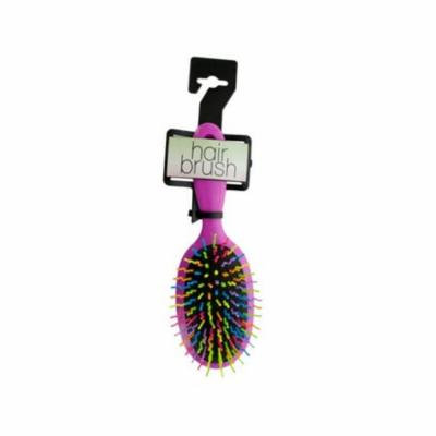 Kole Imports OS946-12 8.25 x 2.62 in. Rainbow Oval Paddle Hair Brush, Pack of 12