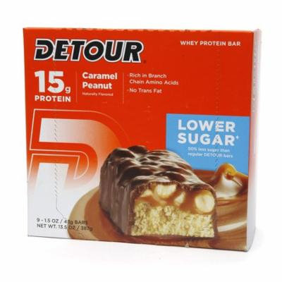 Detour 15g Whey Protein Bar, Lower Sugar Caramel Peanut1.5 oz. x 9 pack(pack of 1)