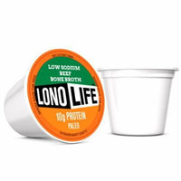 LonoLife Low-Sodium Grass-Fed Beef Bone Broth Powder with 10g Protein, Single Serve Cups, 4 Count