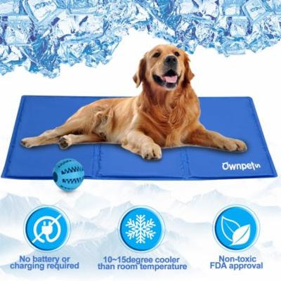 Ownpets Pet Self Cooling Gel Pad Cooling Mat w/ Pet Toy Ball, Pressure Activated FDA Approved, 3 Sizes