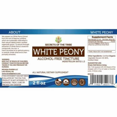 White Peony Tincture Alcohol-FREE Extract, Organic White Peony (Paeonia Lactiflora) Dried Root 2 oz
