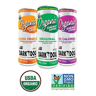 DARK DOG ORGANIC Energy Drink Blood Orange, 12 Ounce (12 Count)