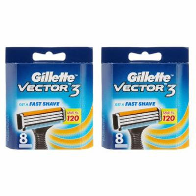 Gillette Vector 3 Refill Blades (Same as Gillette Sensor 3), 8 Count (Pack of 2)