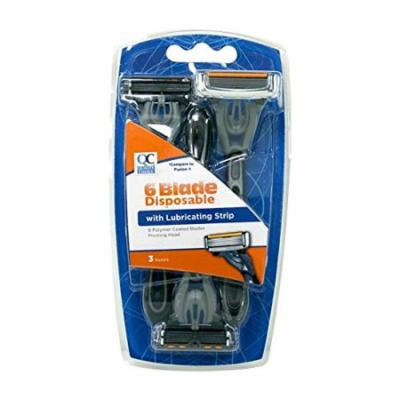 5 Pack Quality Choice Six Blade Disposable Razor For Men 3 Count Each