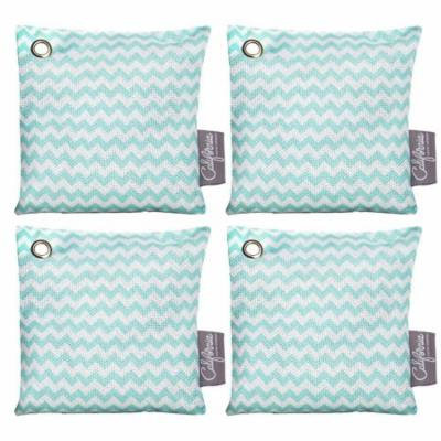 4 Pack - 200g Activated Charcoal Deodorizer Odor Neutralizer Bags, Unscented Air Freshener, Car Freshener, Moisture Absorber, 100% Chemical-Free Odor Eliminator, Teal Pattern, by California Home Goods