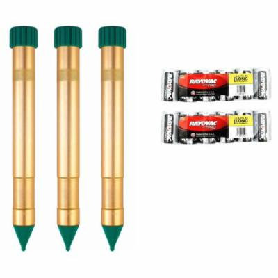 P3 Vibrasonic Molechaser Kit 3 Sonic Spikes P7906 Plus D Size Batteries Great for Mole and Gopher Control