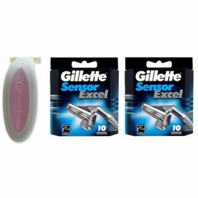 Sensor Excel Women's Compatible Razor (Pink) + Gillette Sensor Excel Razor Refill Cartridges 10 ct (Pack of 2) + Makeup Blender Sponge