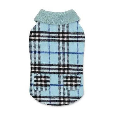 Zack and Zoey Elements Cuddle Plaid Dog Coat - Blue X-Small