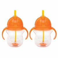 Munchkin Orange 7-ounce Click Lock Weighted Flexi-Straw Cup (2 Pack)