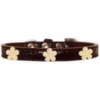 Gold Flower Widget Croc Dog Collar Chocolate Size 12