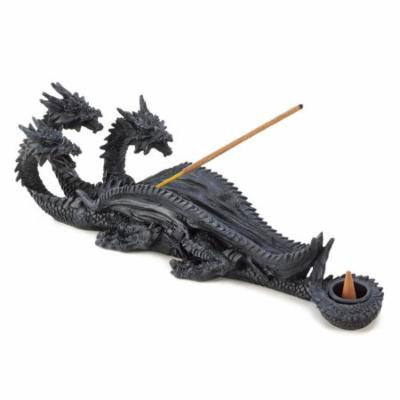 Dragons Incense Burner, Resin Three Headed Dragon Backflow Incense Holder (Sold by Case, Pack of 12)