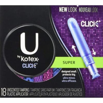 6 Pack U by Kotex Click Unscented Tampons Super Compact 18 count each