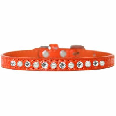 Pearl and Clear Jewel Croc Dog Collar Orange Size 12