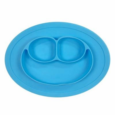 Wrapables® Silicon Placemat + Plate for Baby, Suction Divided Food Plate, Blue