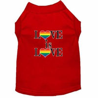 Love is Love Screen Print Dog Shirt Red Med