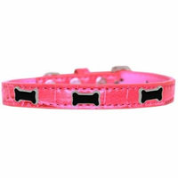 Black Bone Widget Croc Dog Collar Bright Pink Size 16