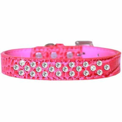 Sprinkles Clear Jewel Croc Dog Collar Bright Pink Size 20