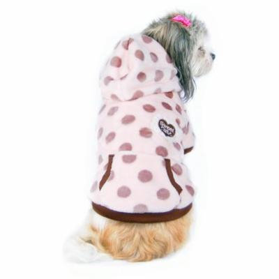 ANIMA Brown and Pink Polka-dot Fleece Pet Coat - Brown/Pink
