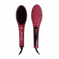 Nubi Hair Simply Sleek Ceramic Hair Straightening Brush (Pink Cheetah)