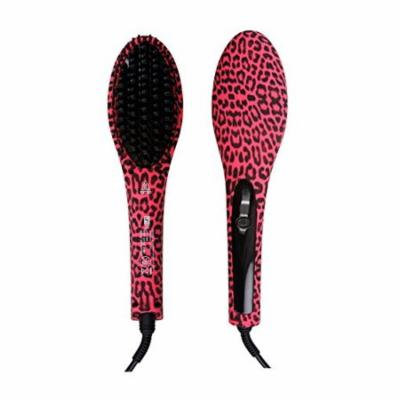 Nubi Hair Simply Sleek Ceramic Hair Straightening Brush (Pink Cheetah)